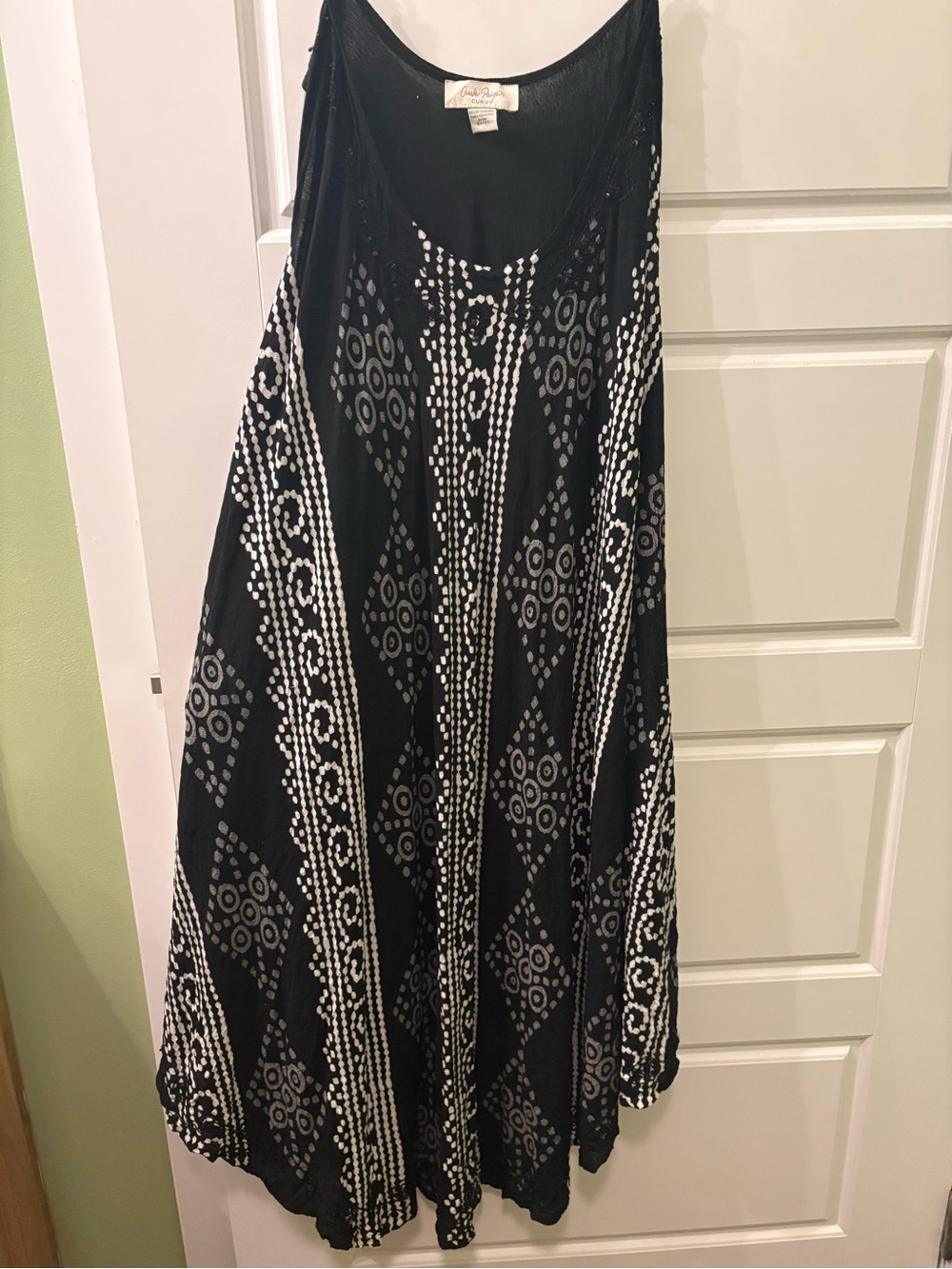 Boho Charlie Paige Black Maxi Slip Dress with Monochrome Side Detail‎ Size 2x